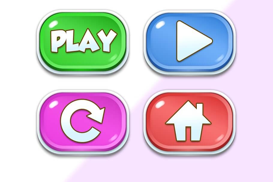 buttons and icons sample display used on the internet